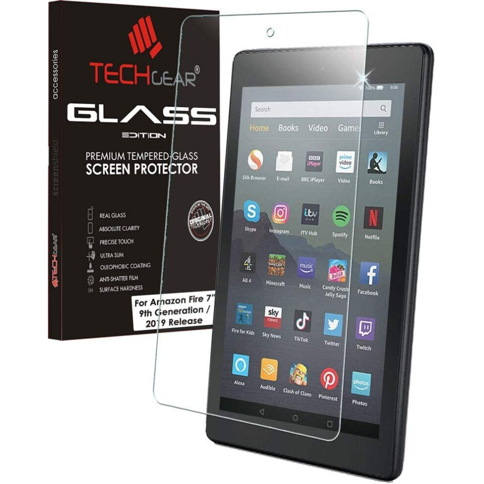 TECHGEAR Anti-Glare Screen Protector for Previous Amazon Fire 7" Tablet (2019 Release / 9th Generation) - MATTE Tempered Glass Screen Protector