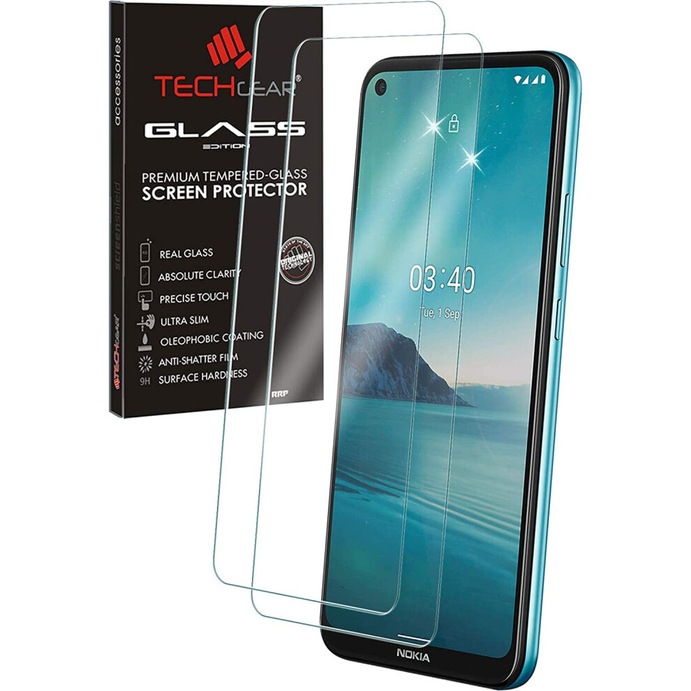 2 Pack TECHGEAR GLASS Edition Compatible with Nokia 3.4, Tempered Glass Screen Protector Covers [9H Hardness] [No-Bubble]