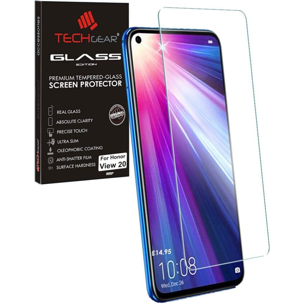 Screen Protector fits Honor View 20, TECHGEAR GLASS Edition Genuine Tempered Glass Screen Protector Compatible with Honor View 20