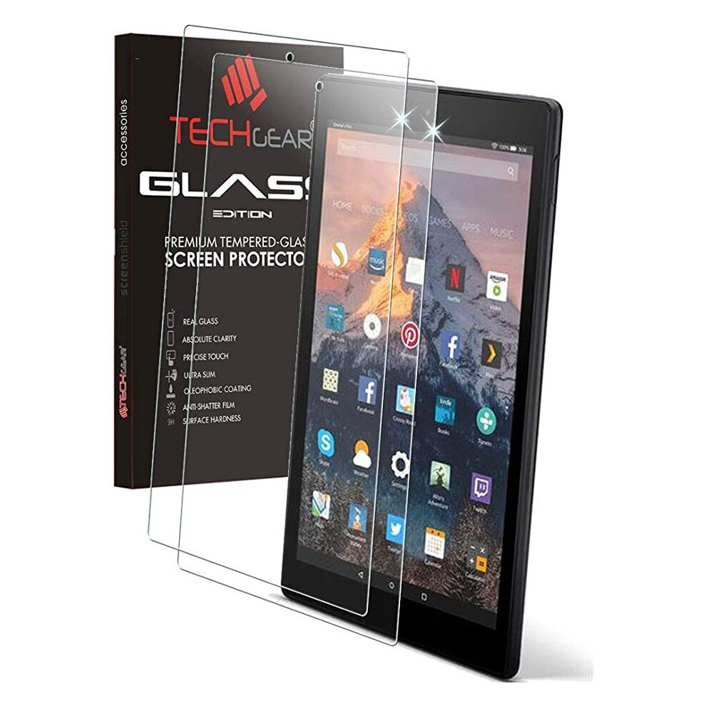 [2 Pack] TECHGEAR GLASS Edition fits PREVIOUS Amazon Fire HD 10 (9th & 7th Gen / 2019 & 2017) Genuine Tempered Glass Screen Protector
