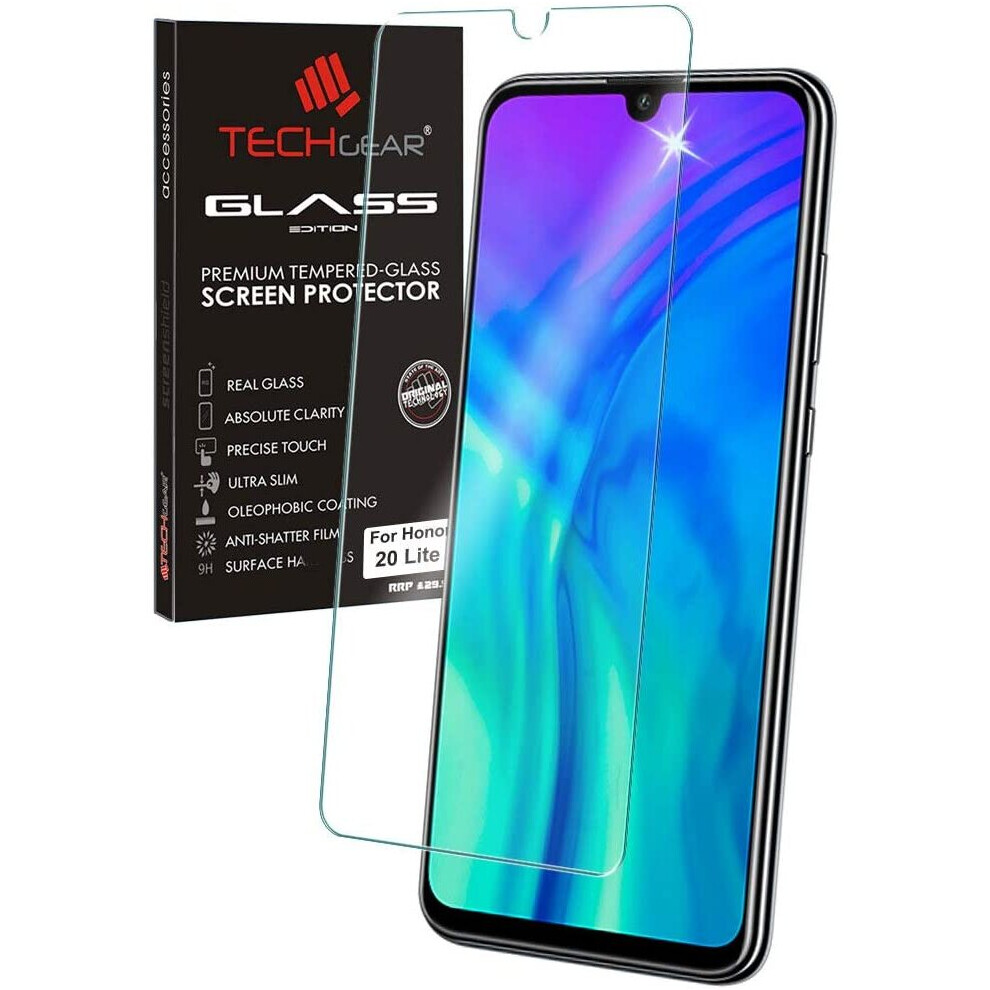 TECHGEAR GLASS Edition Screen Protector for Honor 20e / Honor 20 Lite, Genuine Tempered Glass Screen Protector [9H Hardness] [No-Bubble]