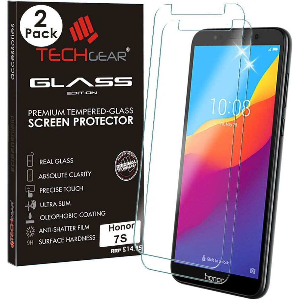 [2 Pack] TECHGEAR GLASS Edition for Honor 7S - Genuine Tempered Glass Screen Protectors s Compatible with Honor 7S