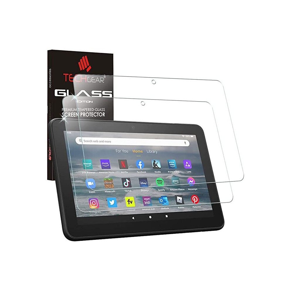 TECHGEAR 2 Pack GLASS Edition fits All-New Amazon Fire 7" Tablet (2022 Release / 12th Generation) - Genuine Tempered Glass Screen Protector