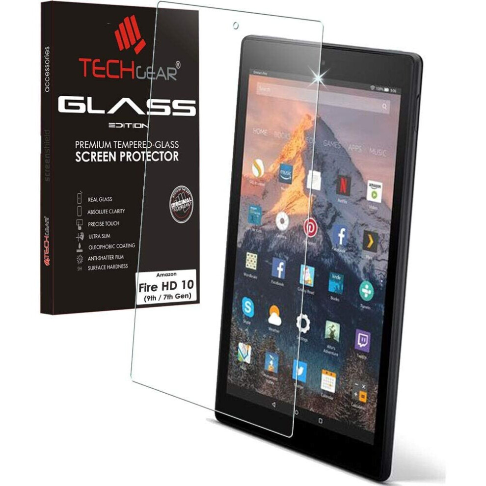 Techgear Glass Edition Fits Previous Amazon Fire Hd 10 2019 (7Th / 9Th Generation, 2019 / 2017) Genuine Tempered Glass Screen Protector