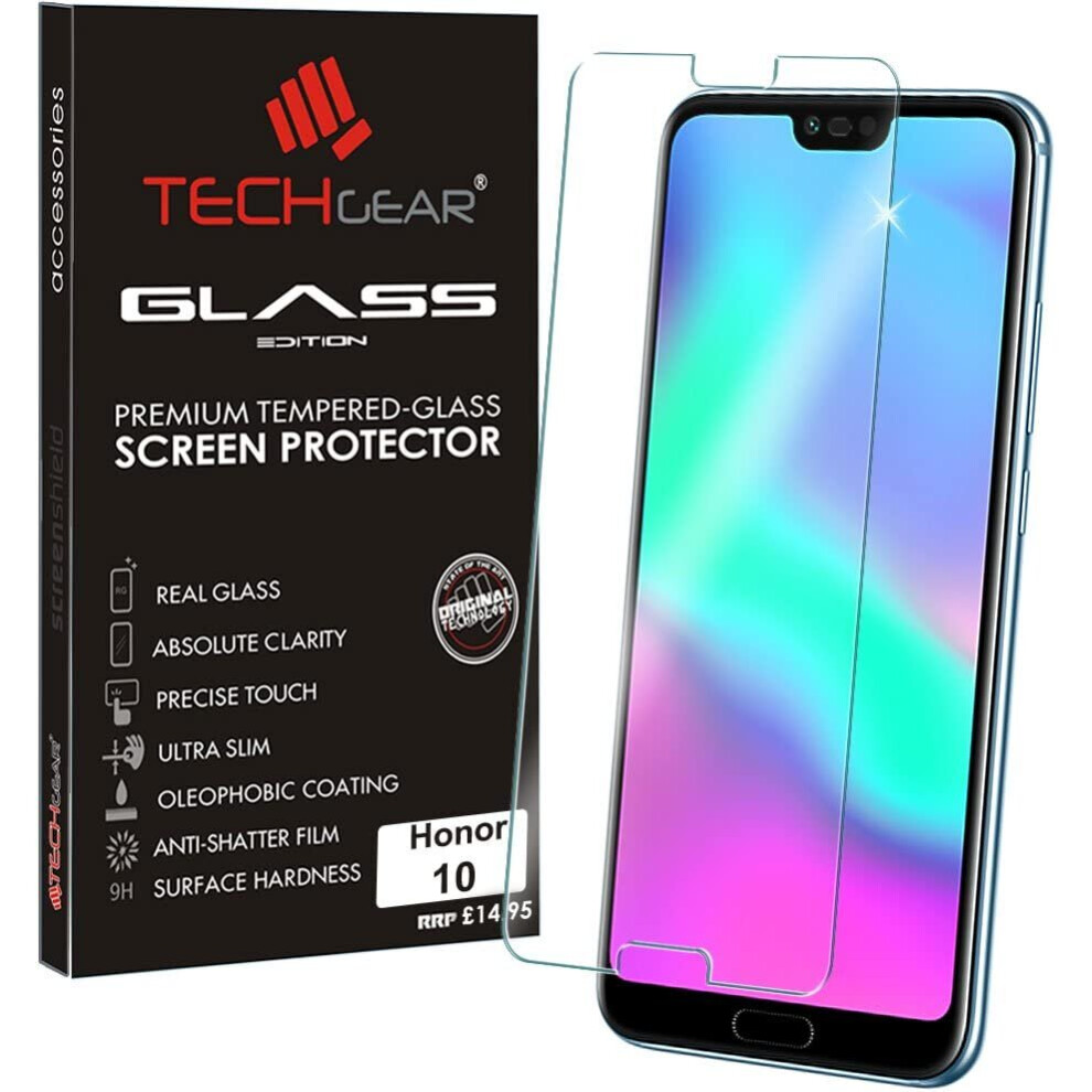 TECHGEAR Screen Protector fits Honor 10 - GLASS Edition Genuine Tempered Glass Screen Protector Compatible with Honor 10