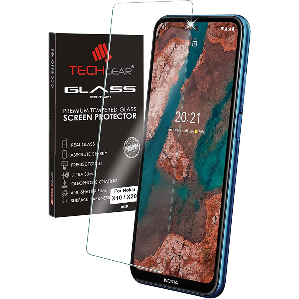 TECHGEAR GLASS Edition Compatible with Nokia X10 / Nokia X20, Tempered Glass Screen Protector Cover [9H Hardness] [No-Bubble]