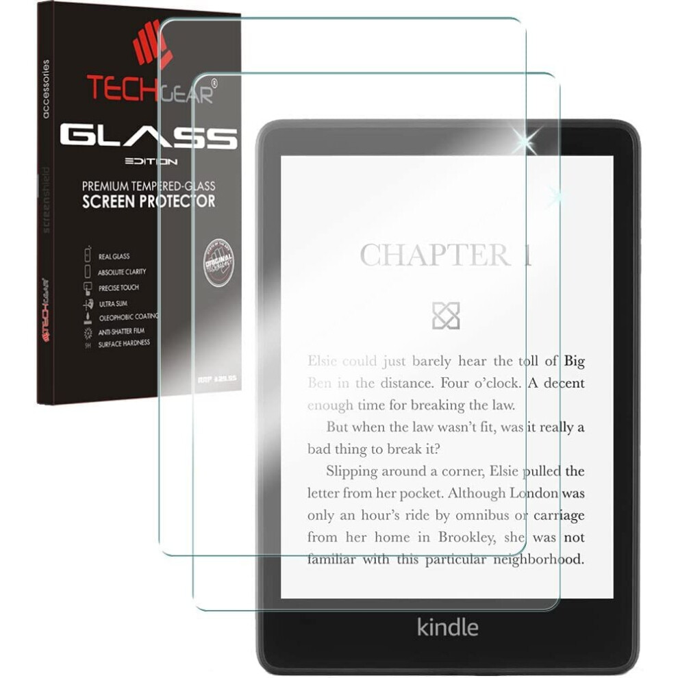 2x TECHGEAR GLASS for Amazon Kindle Paperwhite 5 / Paperwhite Signature / Paperwhite Kids 6.8" (2021/11th Generation) Tempered Glass Screen Protector