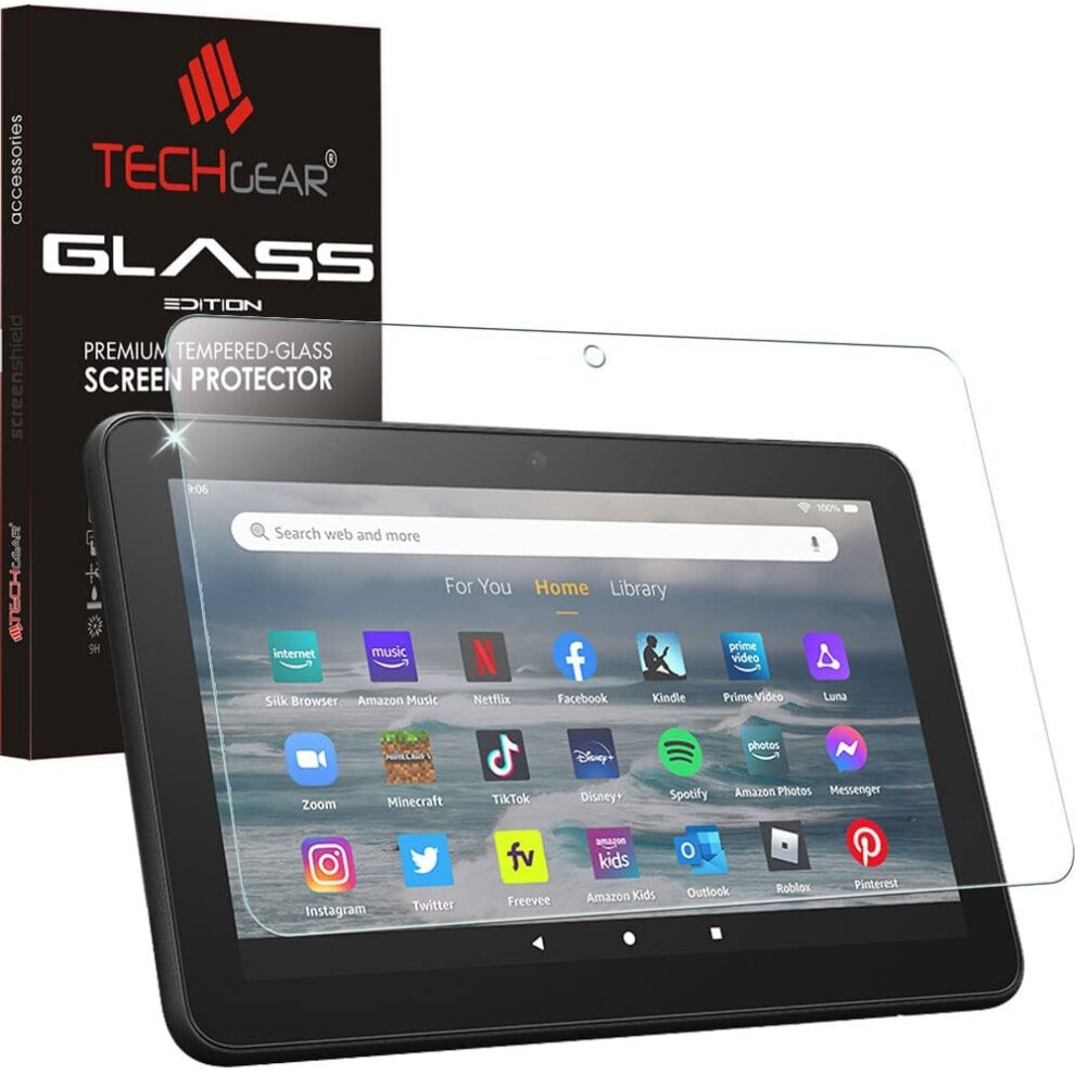 TECHGEAR GLASS Edition fits All-New Amazon Fire 7" Tablet (2022 Release / 12th Generation) - Genuine Tempered Glass Screen Protector Cover