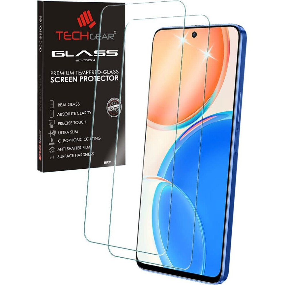 Techgear 2 Pack Glass Edition Compatible For For Honor X8 5G / X8 & Honor X6, Tempered Glass Screen Protector Covers [9H Hardness] [No-Bubble]