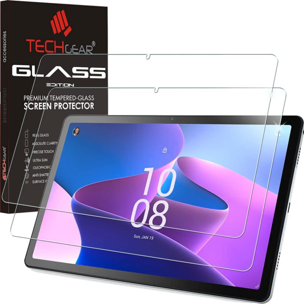 TECHGEAR GLASS Edition [2 Pack] Screen Protector fits Lenovo Tab M10 Plus 3rd Gen 2022 (10.6") TB125 / TB128, Genuine Tempered Glass Screen Protectors