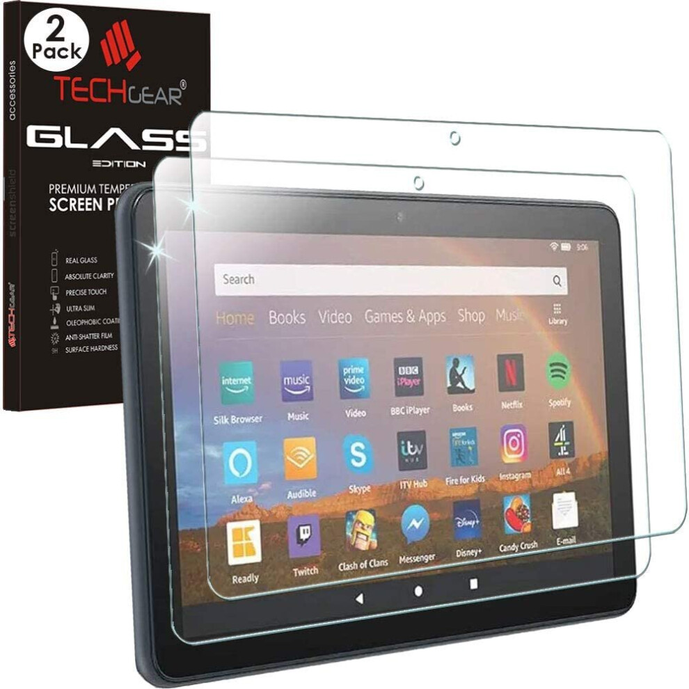 [2 Pack] TECHGEAR Tempered Glass Screen Protectors for Amazon Fire HD 8" / HD 8 Plus / HD 8 Kids / HD 8 Kids Pro (2020 & 2022 / 12th & 10th Gen