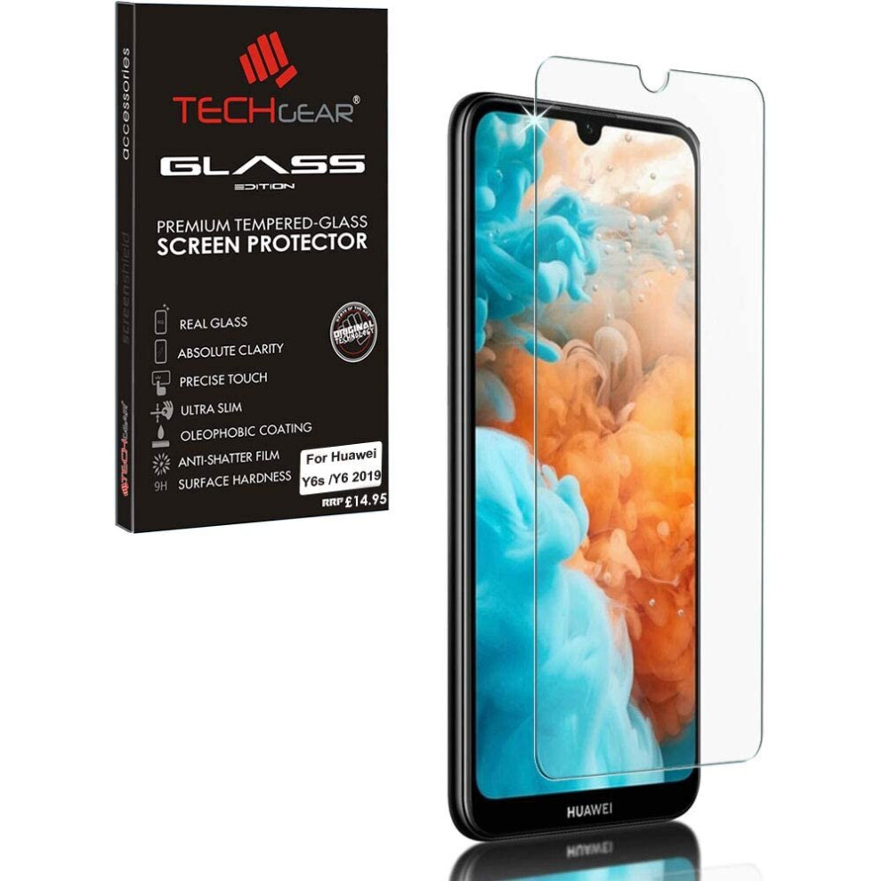 TECHGEAR GLASS Edition Screen Protector Compatible with Huawei Y6s / Y6 2019, Tempered Glass Screen Protector Cover [9H Hardness] [No-Bubble]