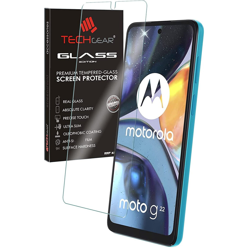 Techgear Glass Edition Compatible For Motorola Moto E22, Tempered Glass Screen Protector Cover [9H Hardness] [No-Bubble]