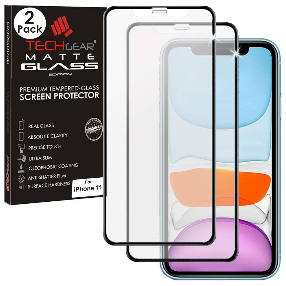 TECHGEAR [2 Pack] Anti Glare Screen Protector for iPhone 11 - MATTE 3D GLASS Edition Genuine Tempered Glass Full Screen Protector