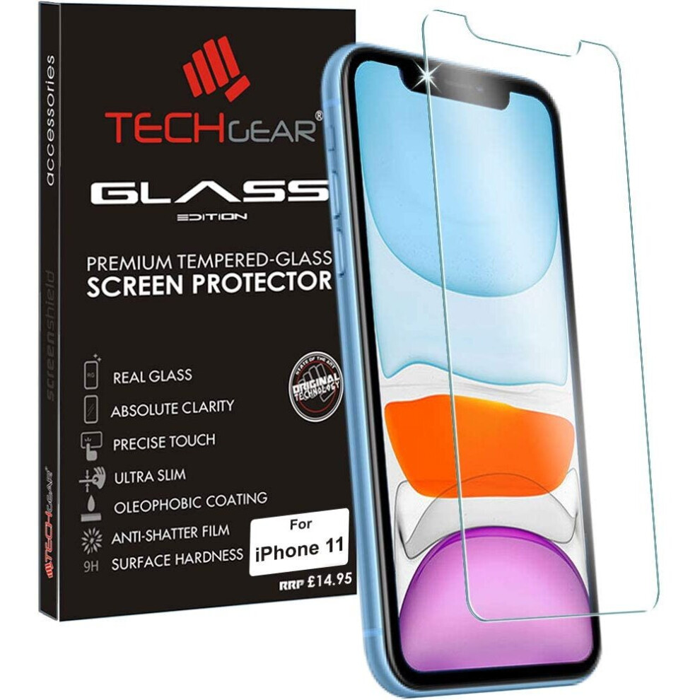 Techgear Glass Edition For Iphone 11, Tempered Glass Screen Protector Cover [9H Hardness] [No-Bubble]