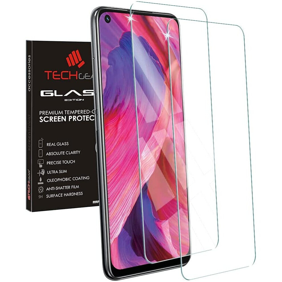 TECHGEAR 2 Pack of GLASS Edition for Oppo Reno 7, Tempered Glass Screen Protectors Cover [9H Hardness] [No-Bubble]