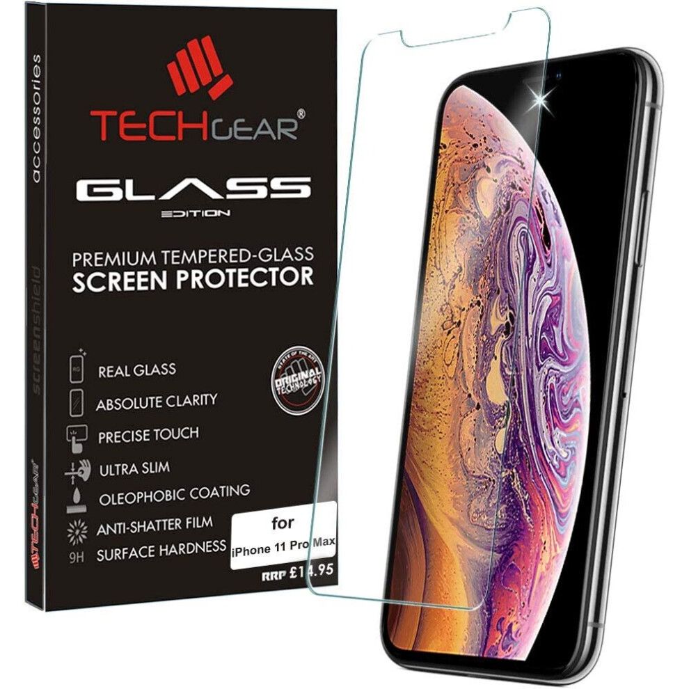 TECHGEAR GLASS Edition for iPhone 11 Pro Max, Tempered Glass Screen Protector Cover [9H Hardness] [No-Bubble]