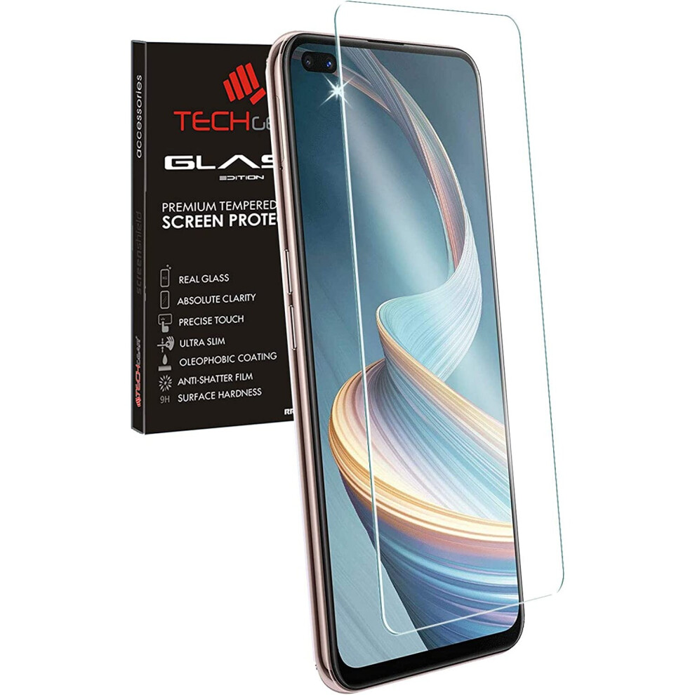 Techgear Glass Edition For Oppo Reno4 Z 5G (Reno 4Z 5G), Tempered Glass Screen Protector Cover [9H Hardness] [No-Bubble]