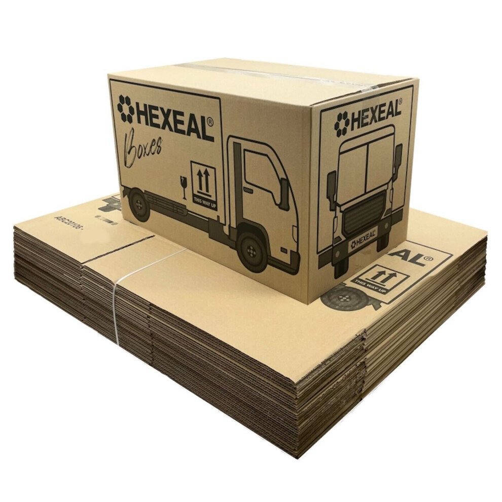 Hexeal 52cm x 31.5cm x 32.5cm Large Moving Box, 15 Pack | Packaging Box, Storage Box, Extra Strong