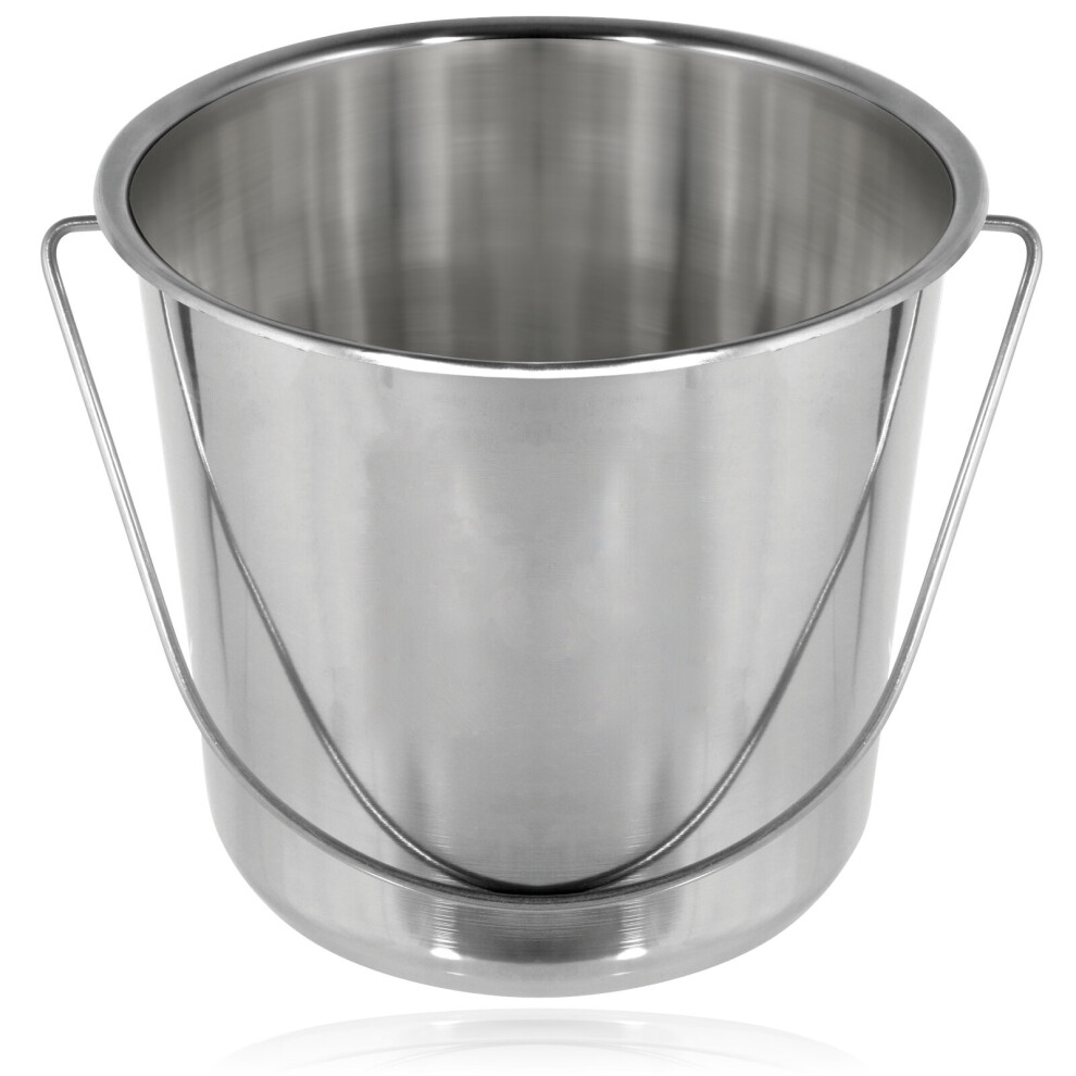 12 Litre Stainless Steel Pail Bucket with Handle for Catering (Silver)