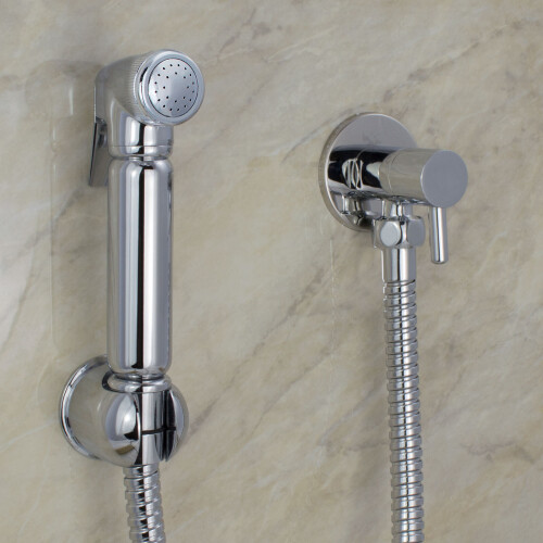 NES Home Modern Chrome Handheld Bidet Douche Toilet Spray Kit 2