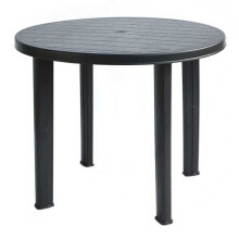 Outdoor Patio Round Black Anthracite Plastic Lightweight Garden Table