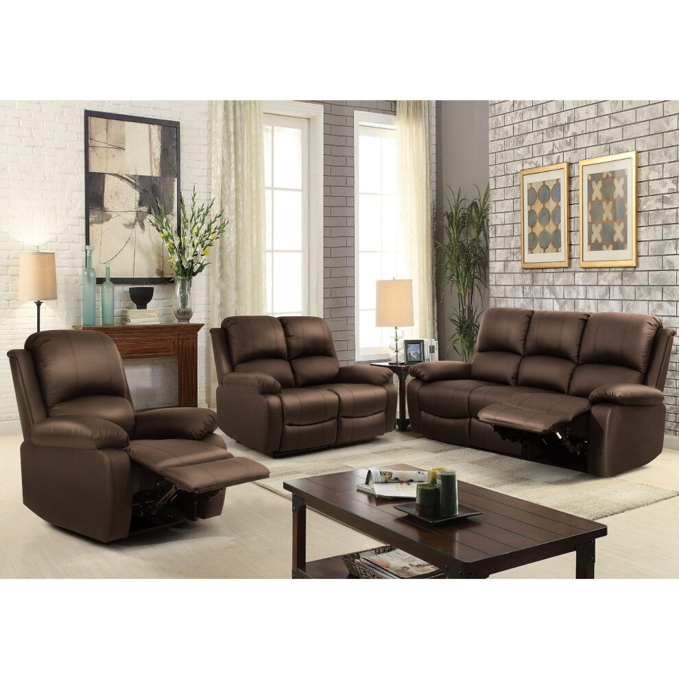 Reclining Luxury Leather Sofa Set In Choice of colours 3 Piece 2 Piece Armchair on OnBuy