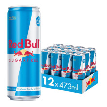 Red Bull Sugar Free 473ml Can Pack of 12 - Carbonated, With Taurine, Vitalizes Body and Mind, Pasteurised
