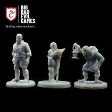 Town Commoners Set 1 Miniatures | Old patron, Village Beggar, Hunch Back Tabletop Minis Set for D&D and other RPGs