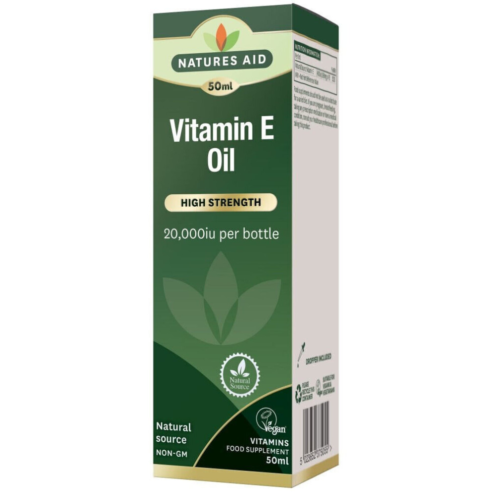 Natures Aid Vitamin E Oil 20,000iu High Strength Natural Source - 50ml Liquid