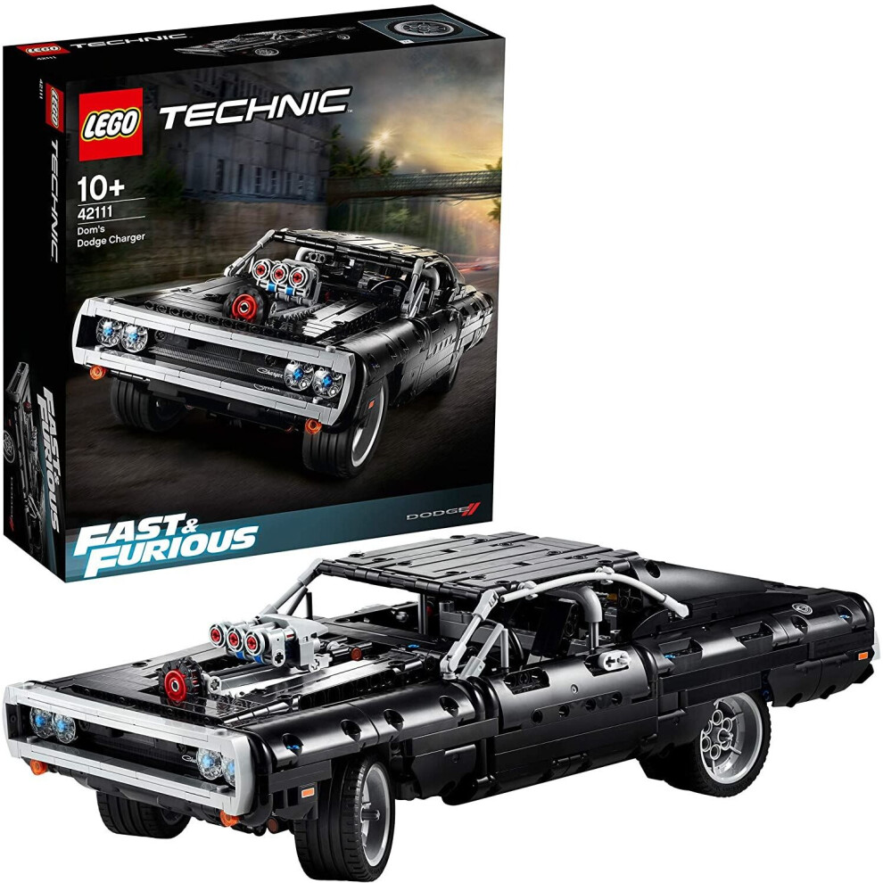 Lego Technic Fast & Furious Dom's Dodge Charger 42111 - 1,077-Piece Display Model With V8 Engine, Pistons, Nitro & Wheelstand