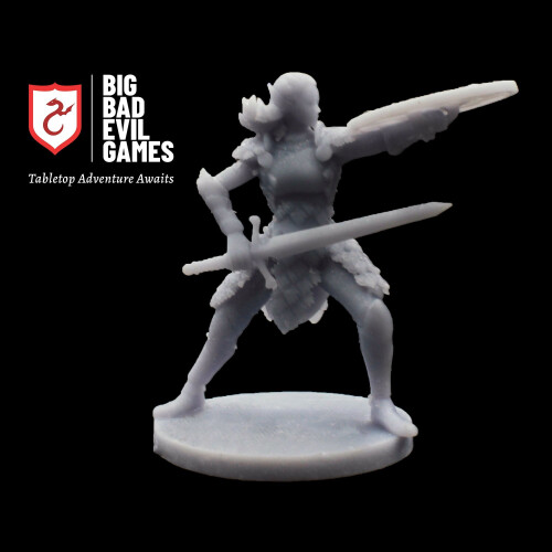 Female Elf Cleric Fighter Miniature | 28mm Scale for D&D
