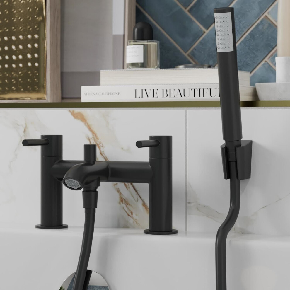 Merano Cosenza Bath Shower Mixer Tap with Shower Kit - Black