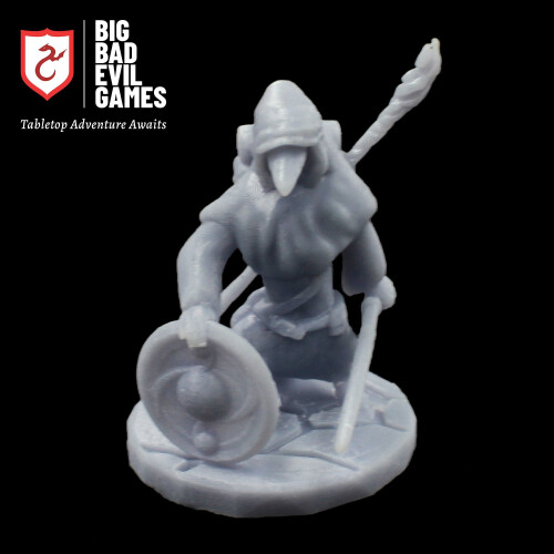 Kenku Rogue Miniature | Humanoid Bird Thief Hero with sword and shield 1