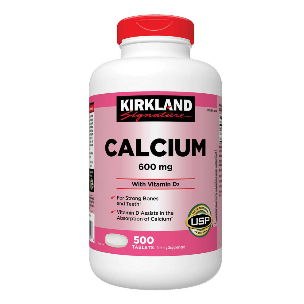 Kirkland Signature Calcium 600 mg + Vitamin D3 10 mcg (400 IU), 500 Tablets