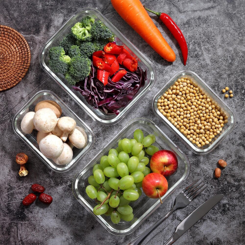 x10 Rectangle Airtight Glass Food Containers With Lids Kitchen Storage 1