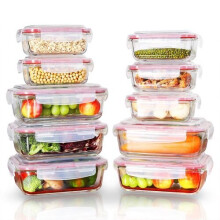 x10 Rectangle Airtight Glass Food Containers With Lids Kitchen Storage