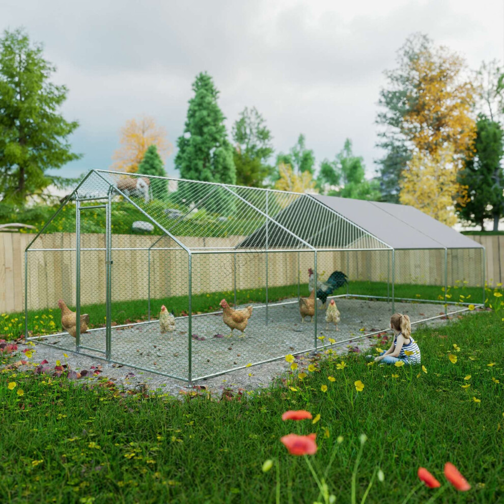 (3X8x2M) FoxHunter Chicken Run Cage Walk In Coop Poultry Hen Rabbit Kennel Hutch Metal