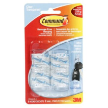 3M Clear Mini Hooks/Clear Strips 6hooks/8Strips 17006