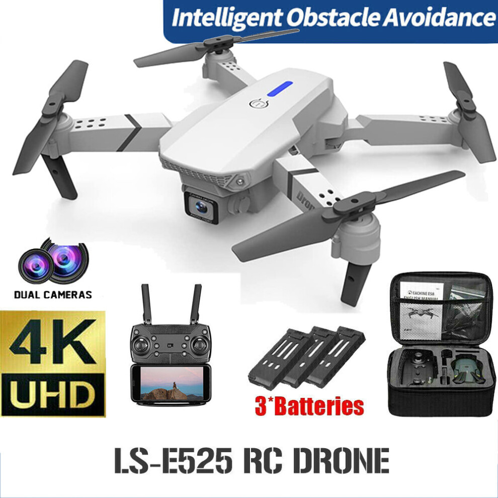4K Rc Drone Pro Wifi Fpv Camera 3 Batteries Foldable Selfie Quadcopter 9137827411472