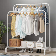 Metal Clothes Rail Double Hanging Rails Garment Rack Heavy Duty