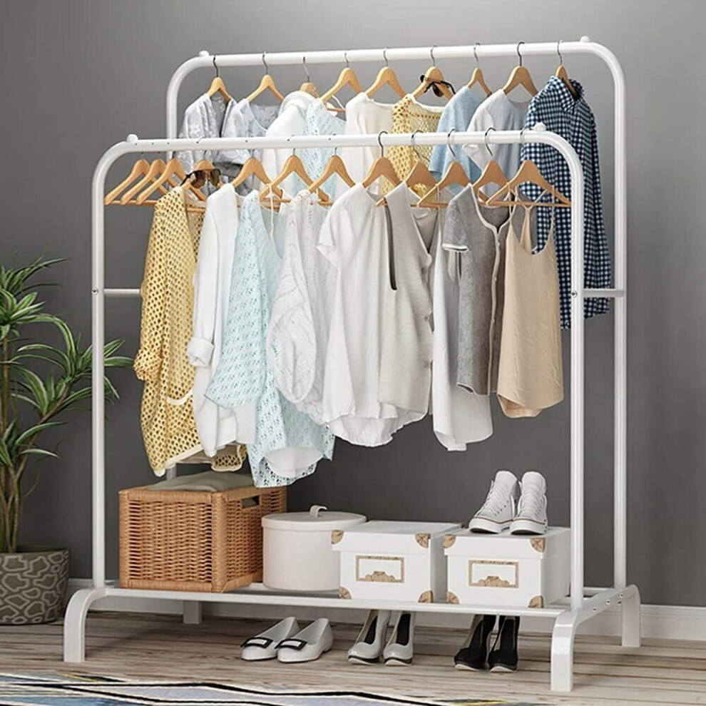 Metal Clothes Rail Double Hanging Rails Garment Rack Heavy Duty