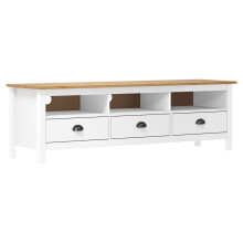 vidaXL Solid Wood Pine TV Cabinet Hill White 158x40x47 cm Media Unit TV Stand