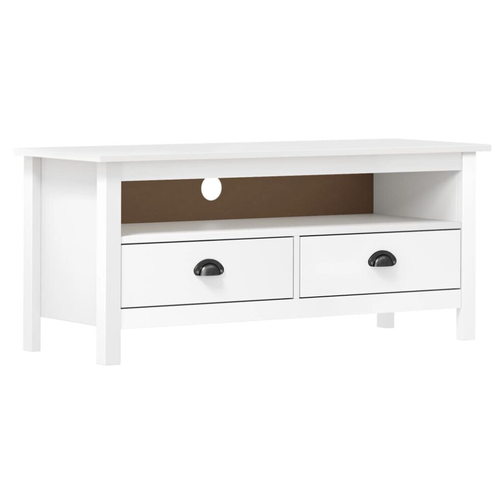 vidaXL Solid Wood Pine TV Cabinet Hill White 110x40x47 cm Media Unit TV Stand