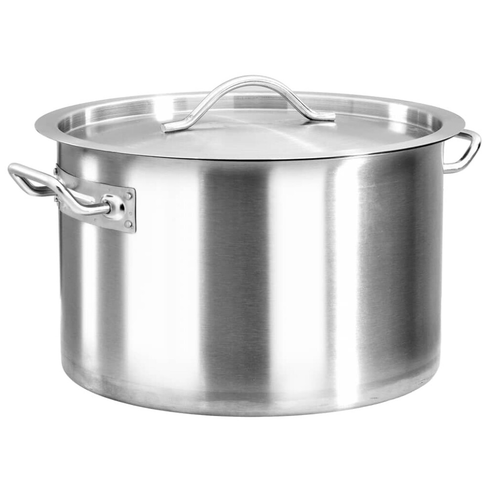 vidaXL Stock Pot 24 L 36x24 cm Stainless Steel Soup Stew Catering Pot Kitchen