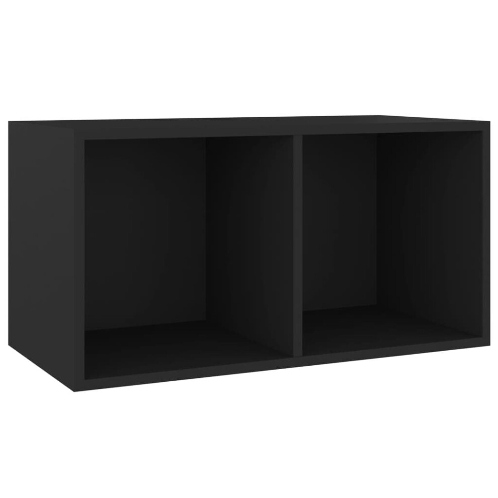 vidaXL Vinyl Storage Box Black Engineered Wood Recorder Collection Cabinet