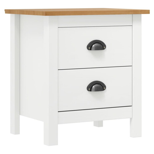VidaXL vidaXL 2x Solid Wood Pine Bedside Cabinet Hill White Sideboard Side Cabinet 1