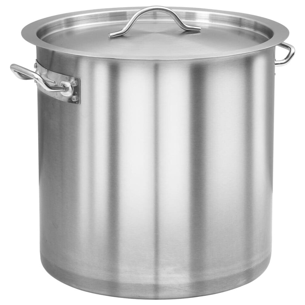 vidaXL Stock Pot with Lid 26 L 32x32cm Stainless Steel Catering Soup Stew Pot