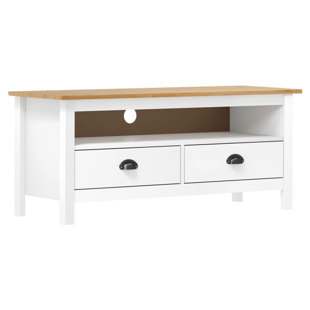 New Vidaxl Solid Wood Pine Tv Cabinet Hill 110X40x47 Cm Media Unit Tv Stand White