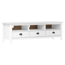 vidaXL Solid Wood Pine TV Cabinet Hill White 158x40x47 cm Media Unit TV Stand